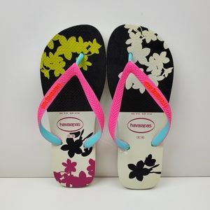 Havaianas Floral Slim Flip Flops Sizes 9/10 and 11
